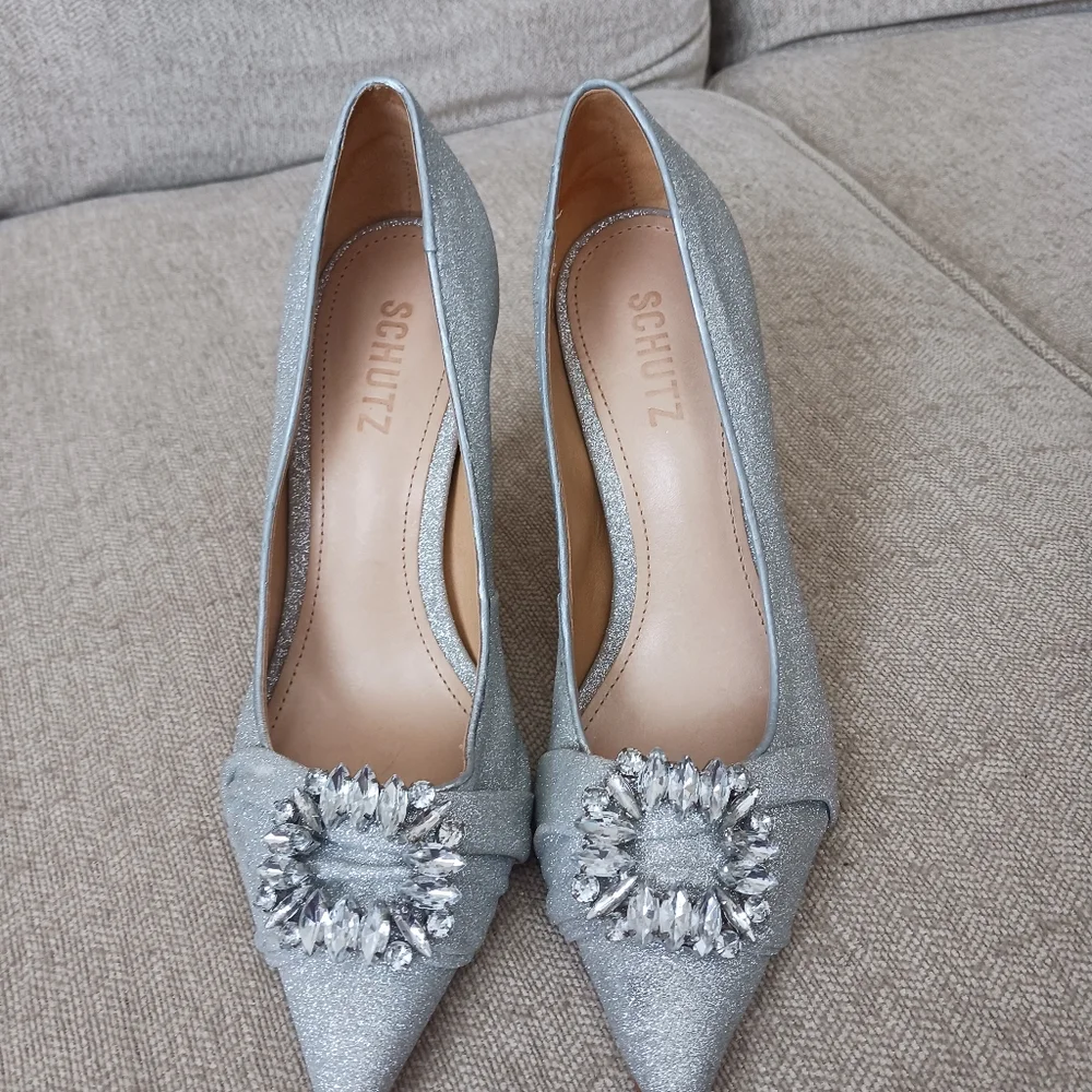 Schutz Elegant Silver Women's Heels